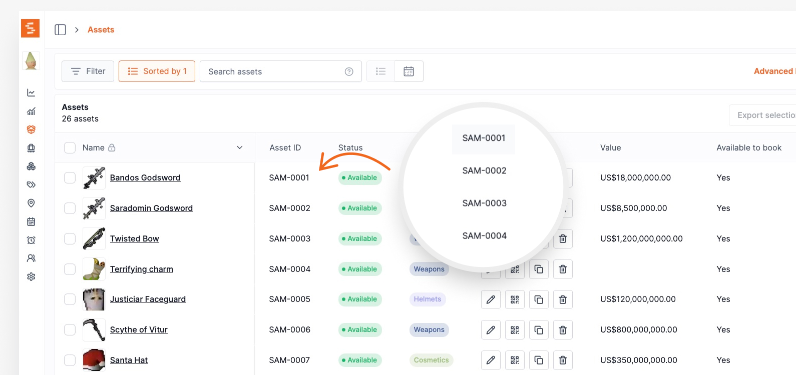 Sequential Asset IDs